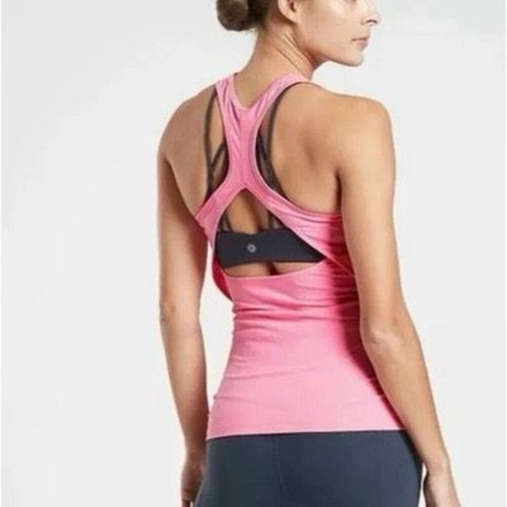 Athleta Contemplation Tank Pink Large NWT Powervita Racerback Yoga Top Open Back